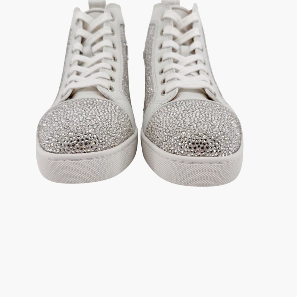 Christian Louboutin Louis Strass High Top Sneakers Size 40 US 10 White Crystal - Picture 6 of 15